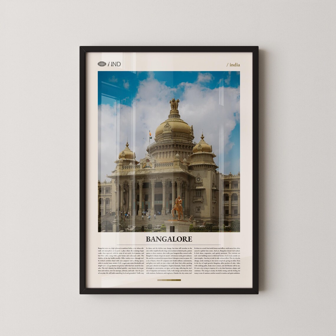 Bangalore Vidhana Soudha Photo Poster, India Architecture Travel Gift