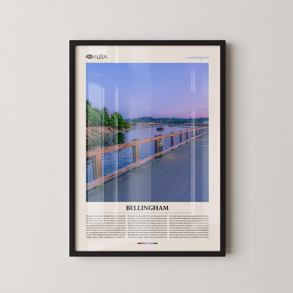 Bellingham Washington Sunset Waterfront Pacific Travel Photo Poster