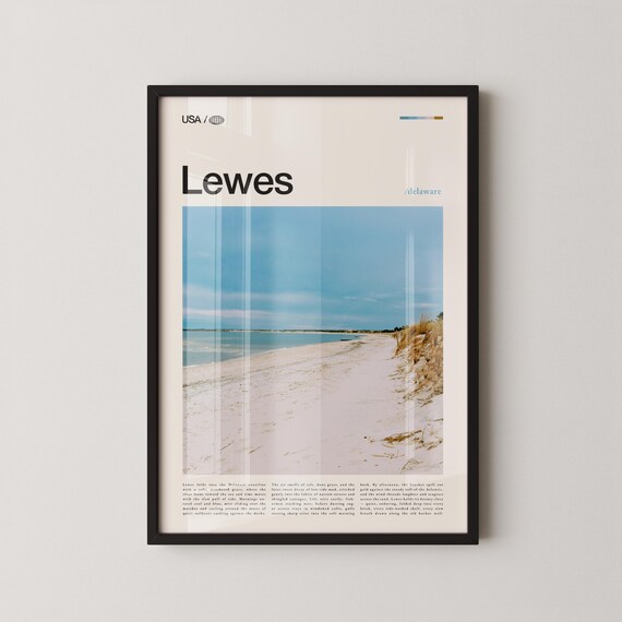 Lewes Delaware White Sand Beach Dunes Coastal Travel Photo Poster