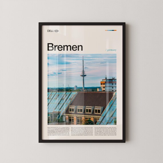 Bremen Germany Old Town Tower Photography Travel Poster Germany