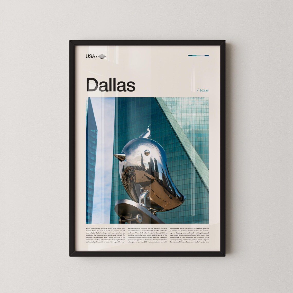 Dallas Texas Chrome Sculpture Close-Up Urban Art Photo Poster