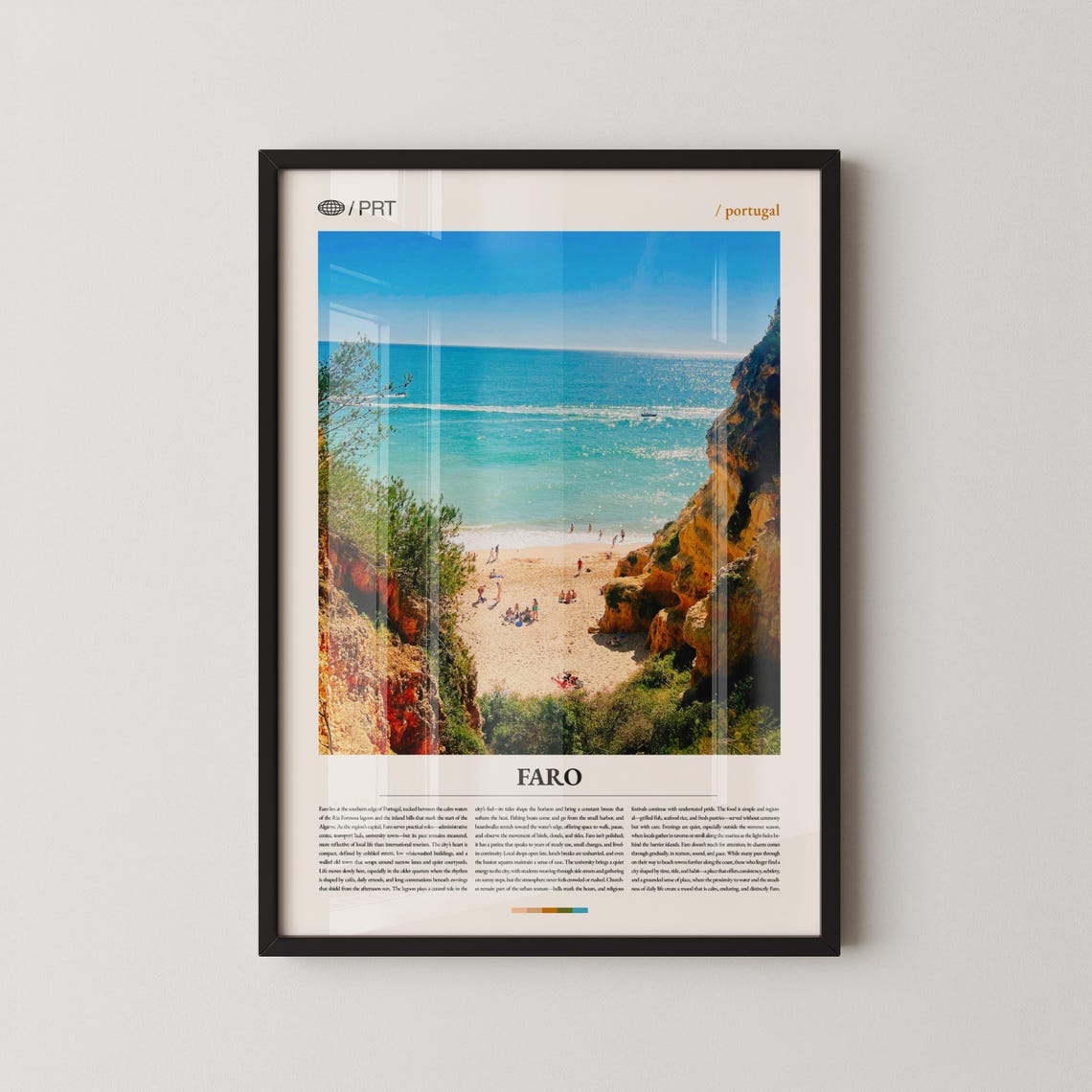 Faro Portugal Algarve Beach Cliffs Coastal Scenic Travel Poster