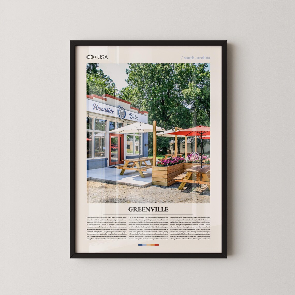 Greenville South Carolina Iconic Woodside Bistro Travel Poster