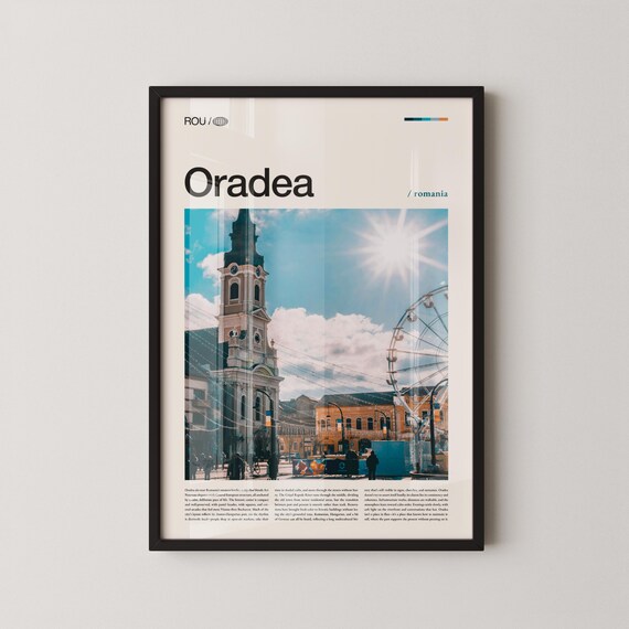 Oradea Romania Historic Clock Tower Daylight Cityscape Travel Poster