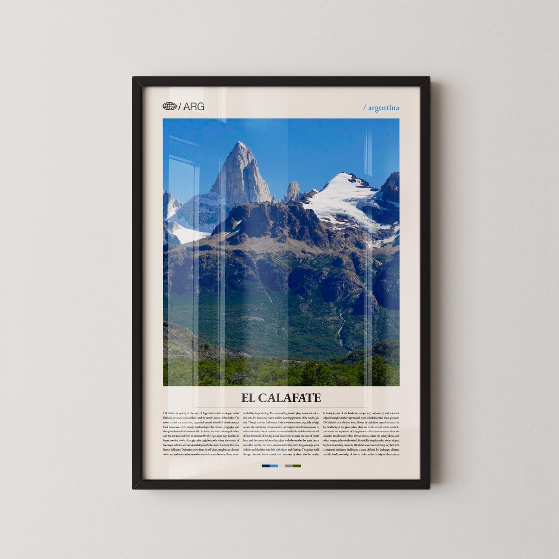 El Calafate Argentina Snowy Mountain Peaks Editorial Travel Poster
