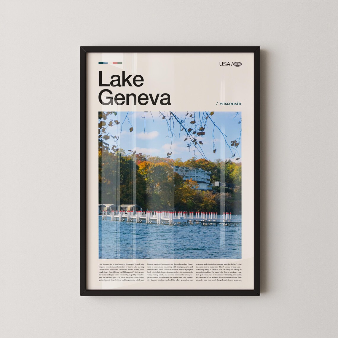 Lake Geneva Wisconsin Autumn Marina Travel Photography Poster