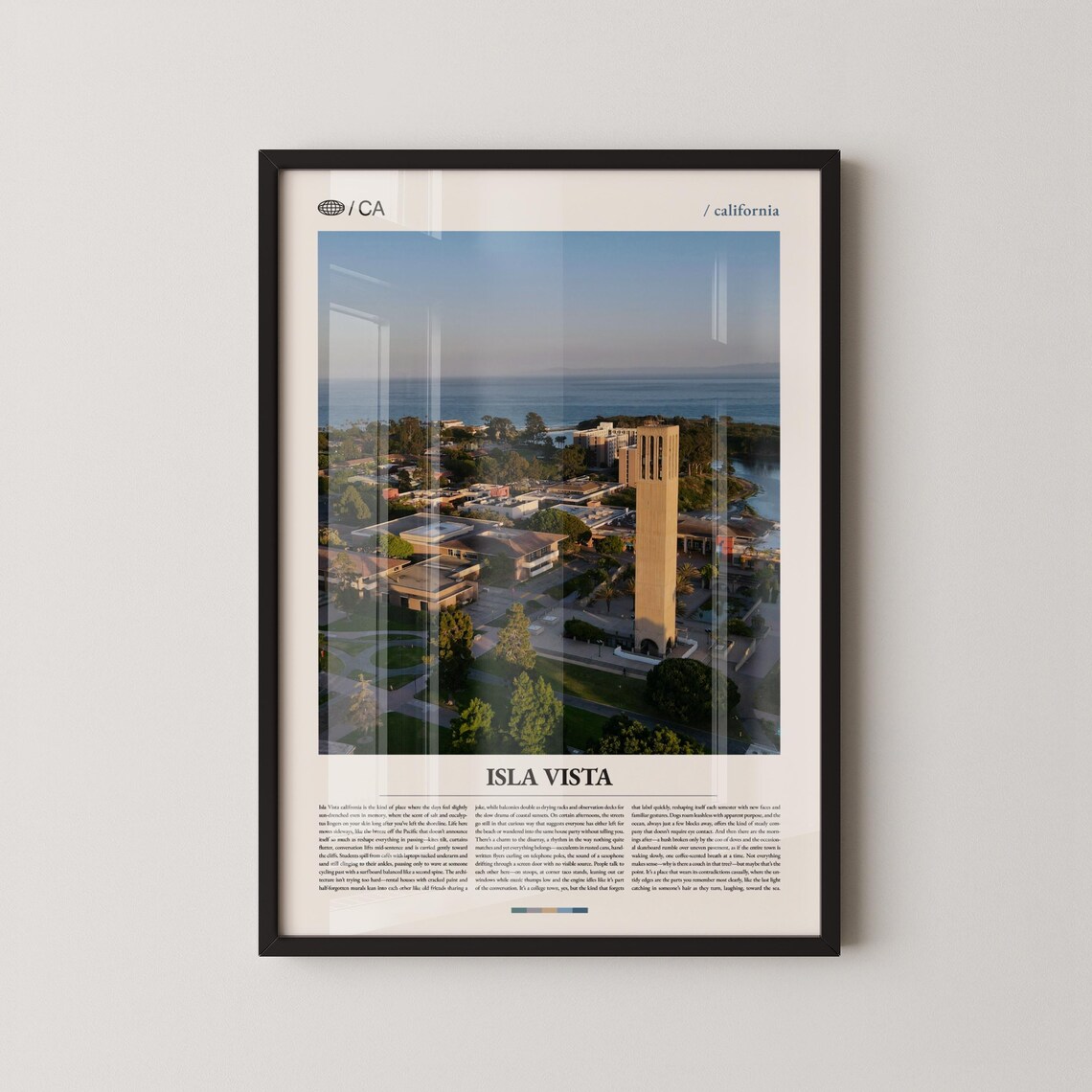 Isla Vista California Aerial Coast Photo Clock Tower Beach View Poster