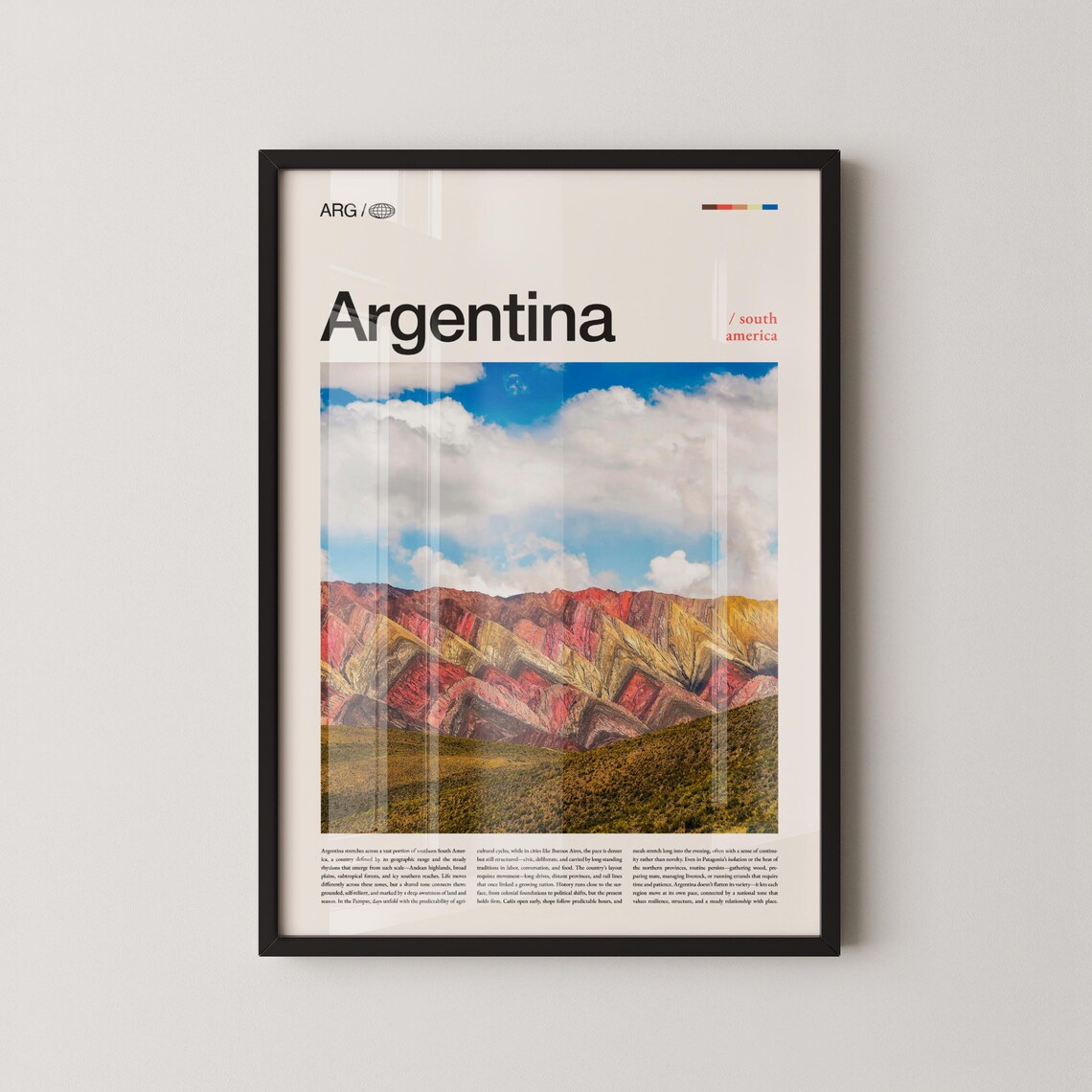Argentina Rainbow Mountains South America Travel Photography Poster