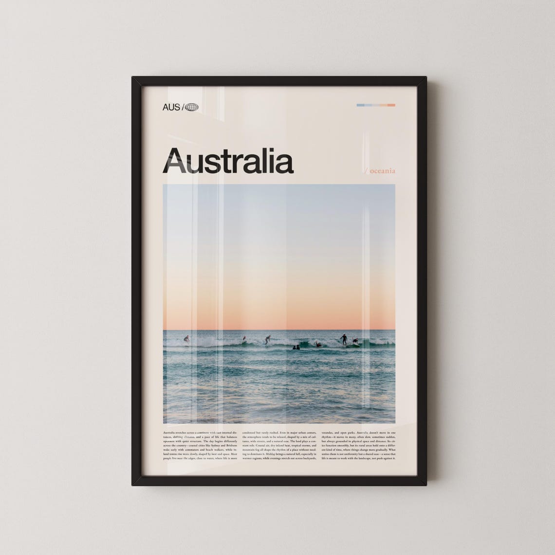 Australia Surfers at Sunset Ocean Waves Scenic Photography Poster