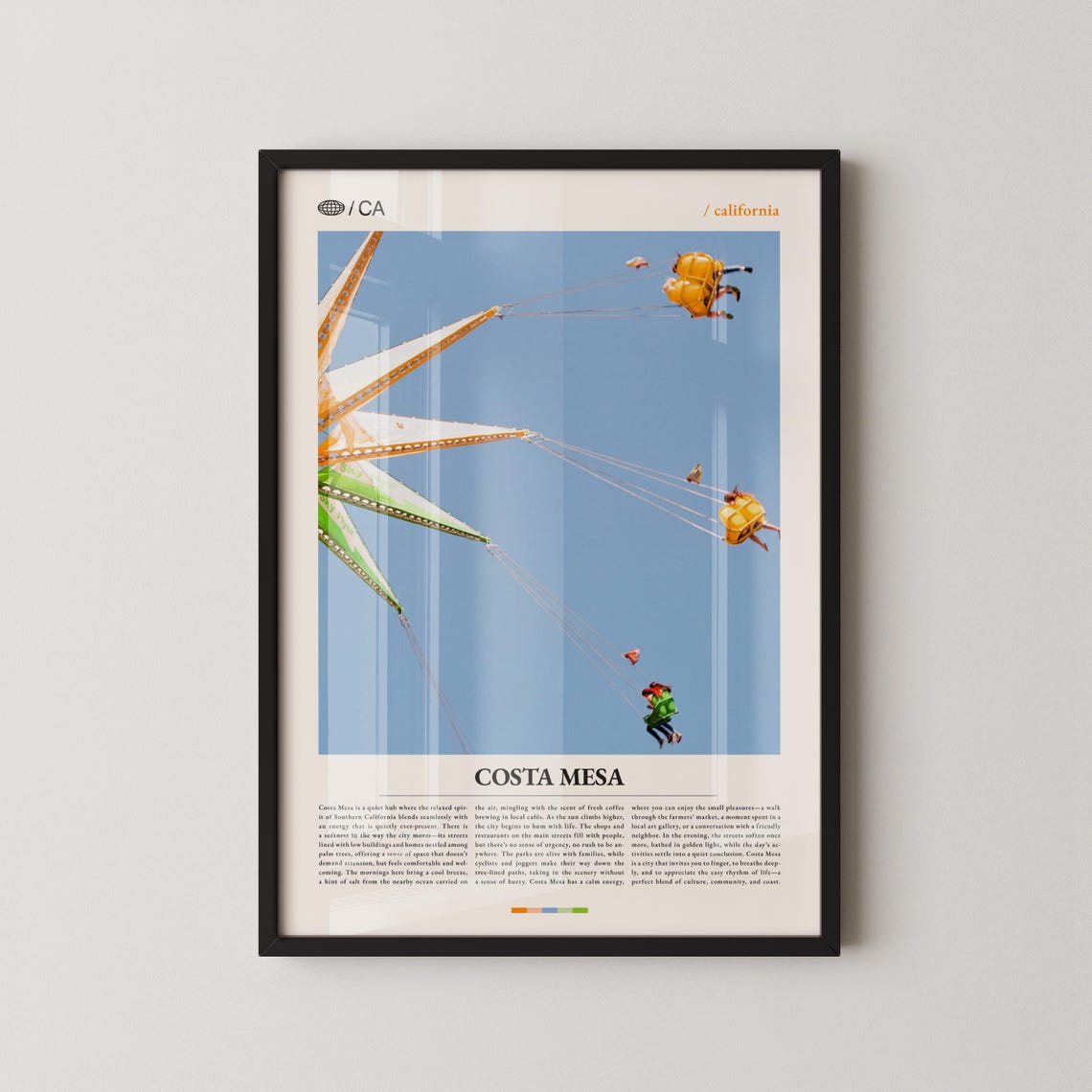 Costa Mesa California Fair Swing Carousel Ride Art Photo Poster
