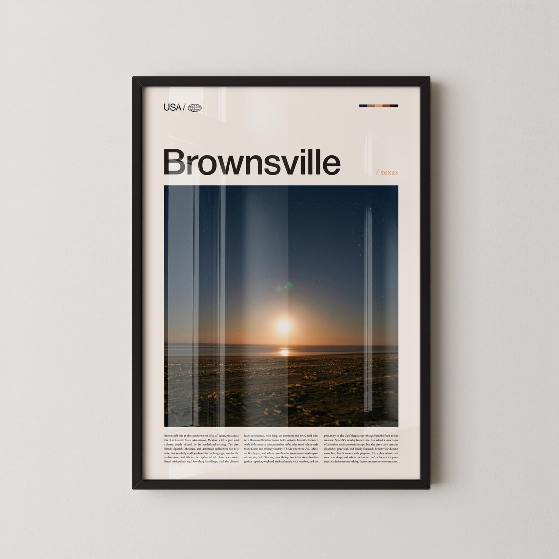 Brownsville Texas Gulf Coast Sunset Beach Travel Photo Poster
