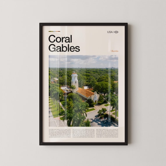 Coral Gables Print Florida Wall Art Poster Photo Biltmore Hotel Venetian Pool Miracle Mile