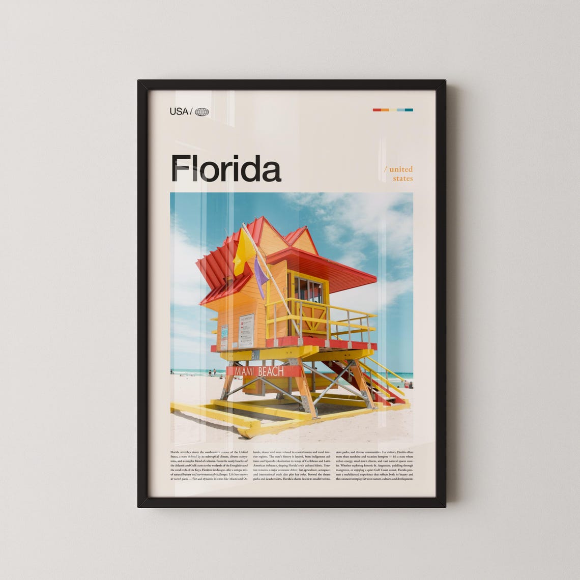 Florida Miami Beach Lifeguard Stand Blue Sky Photo Travel Poster