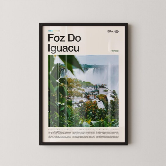 Foz Do Iguacu Print Iguau Wall Art Poster Brazil Waterfall Photography Iguazu Falls Decor