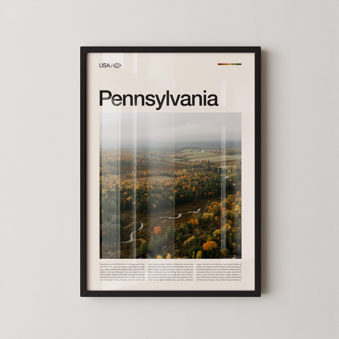 Pennsylvania Autumn Forest Valley Misty Aerial Travel Poster