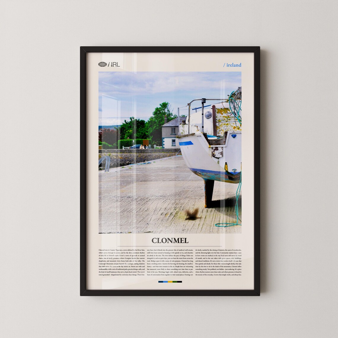 Clonmel Ireland Fishing Boat Harbor Photography Travel Poster