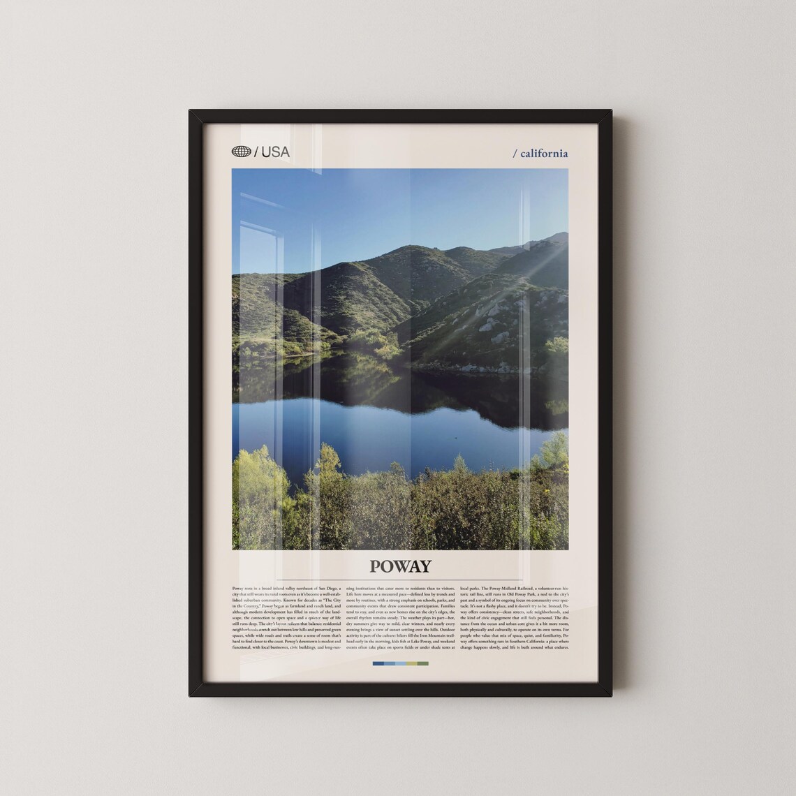 Poway California Lake Hills Blue Sky Landscape Travel Poster