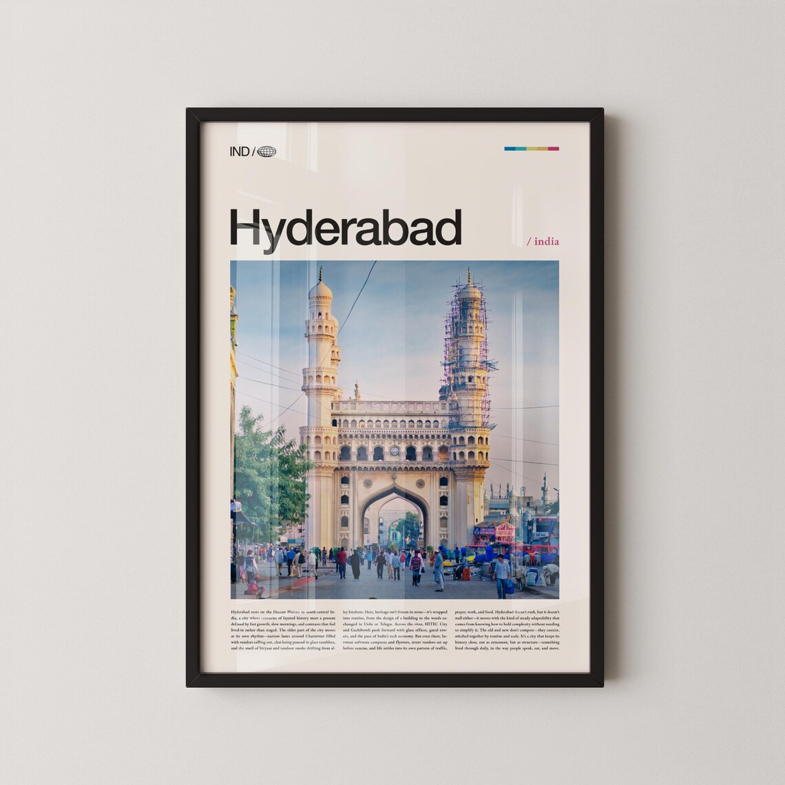 Hyderabad India Charminar Street Scene Historic Travel Poster
