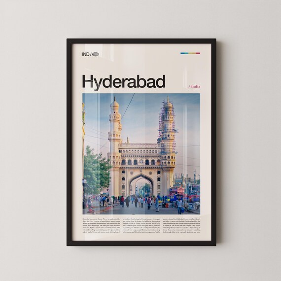 Hyderabad India Charminar Street Scene Historic Travel Poster