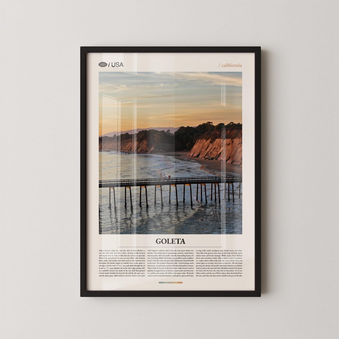 Goleta California Wooden Pier Sunset Ocean Photo Travel Poster