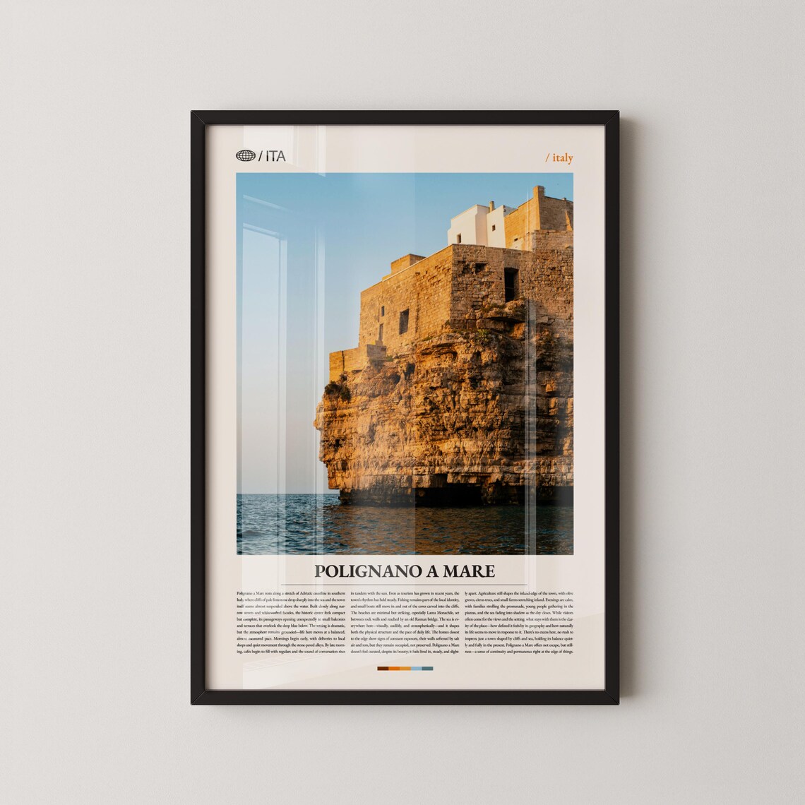 Polignano a Mare Italy Cliffside Coastal Town Travel Photo Poster