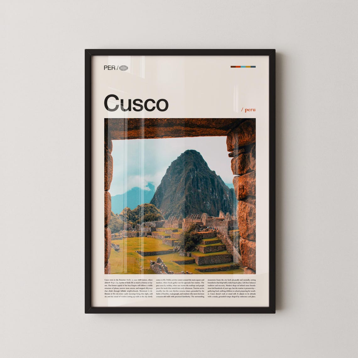 Cusco Peru Machu Picchu Ruins Editorial Magazine Travel Poster