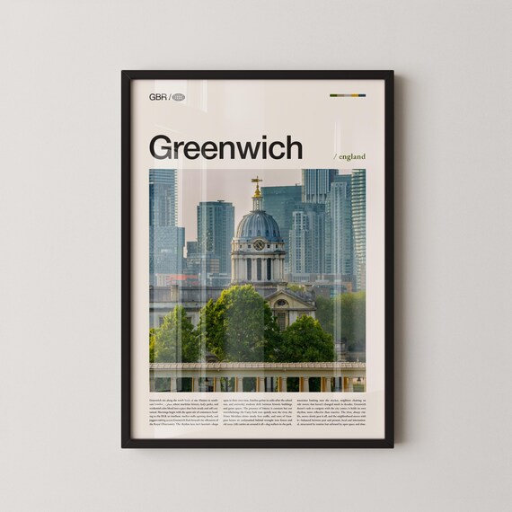 Greenwich England Riverside Domed Building Cityscape Travel Poster