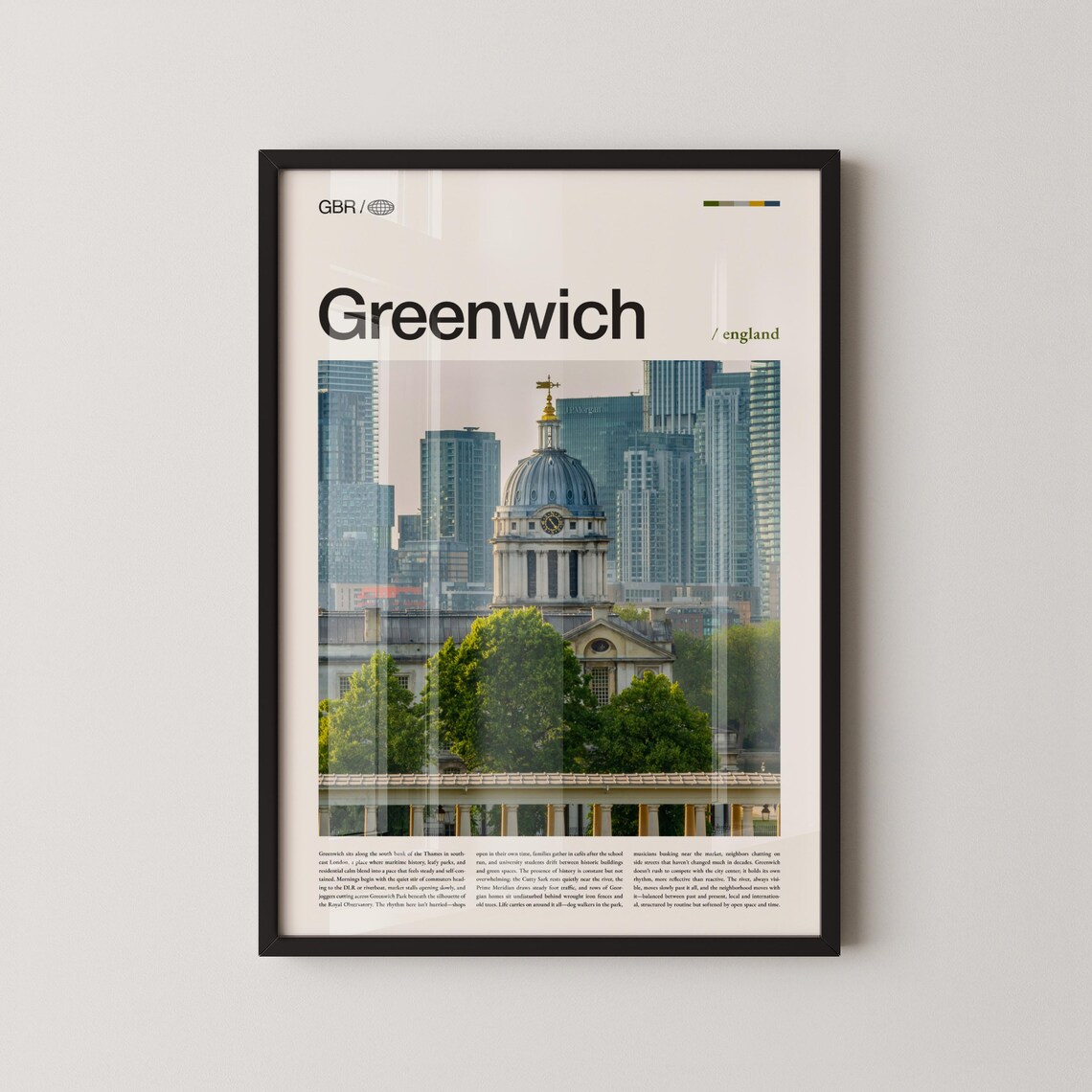 Greenwich England Riverside Domed Building Cityscape Travel Poster