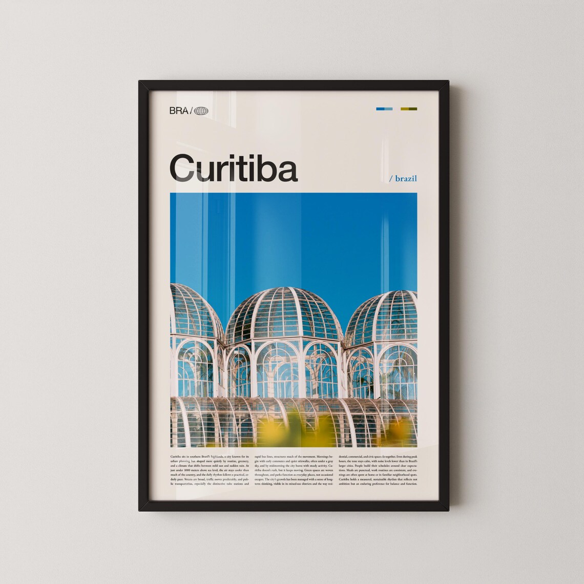 Curitiba Brazil Botanical Garden Glasshouse Editorial Art Poster