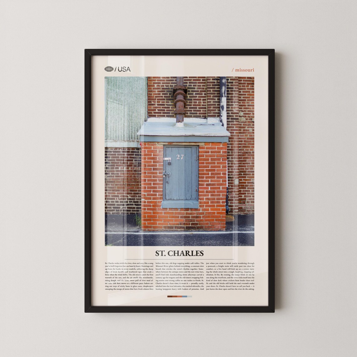 St Charles Missouri Historic Brick Door Editorial City Poster