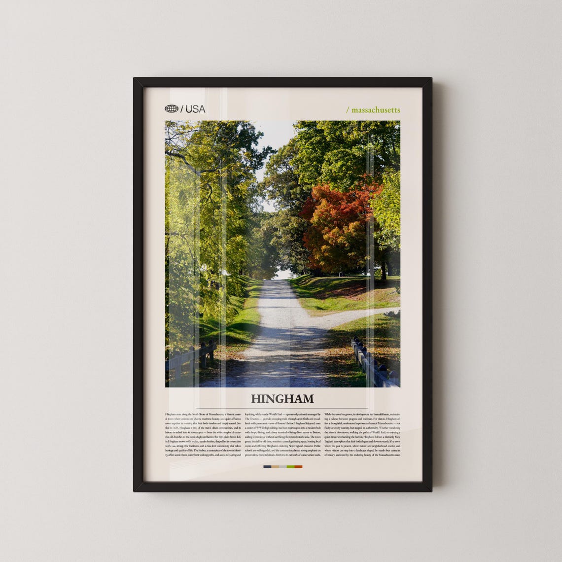 Hingham Massachusetts Autumn Lane New England Travel Photo Poster