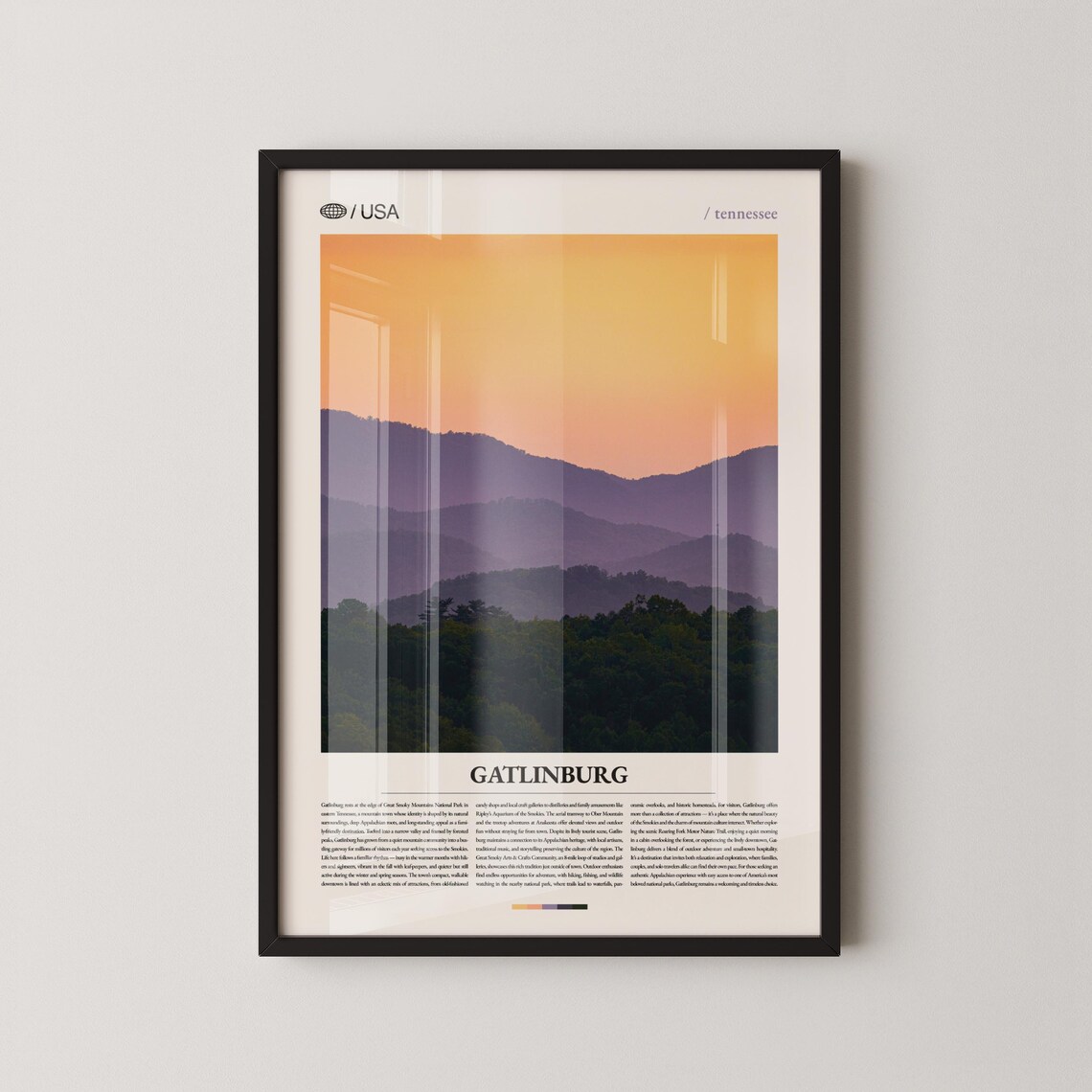 Gatlinburg Smoky Mountains Golden Sunset Landscape Photography Poster