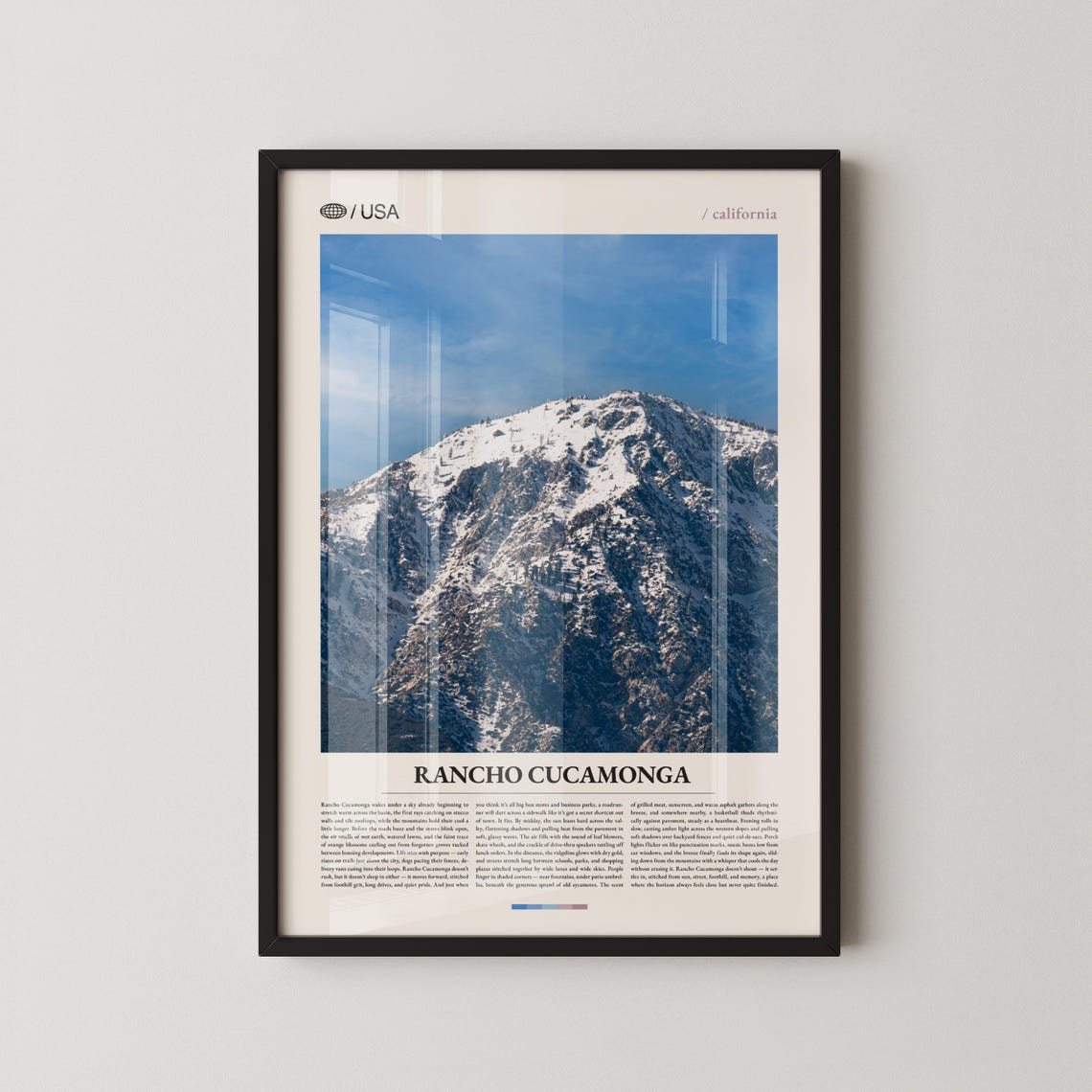 Rancho Cucamonga Snow Mountain Peak California Travel Poster