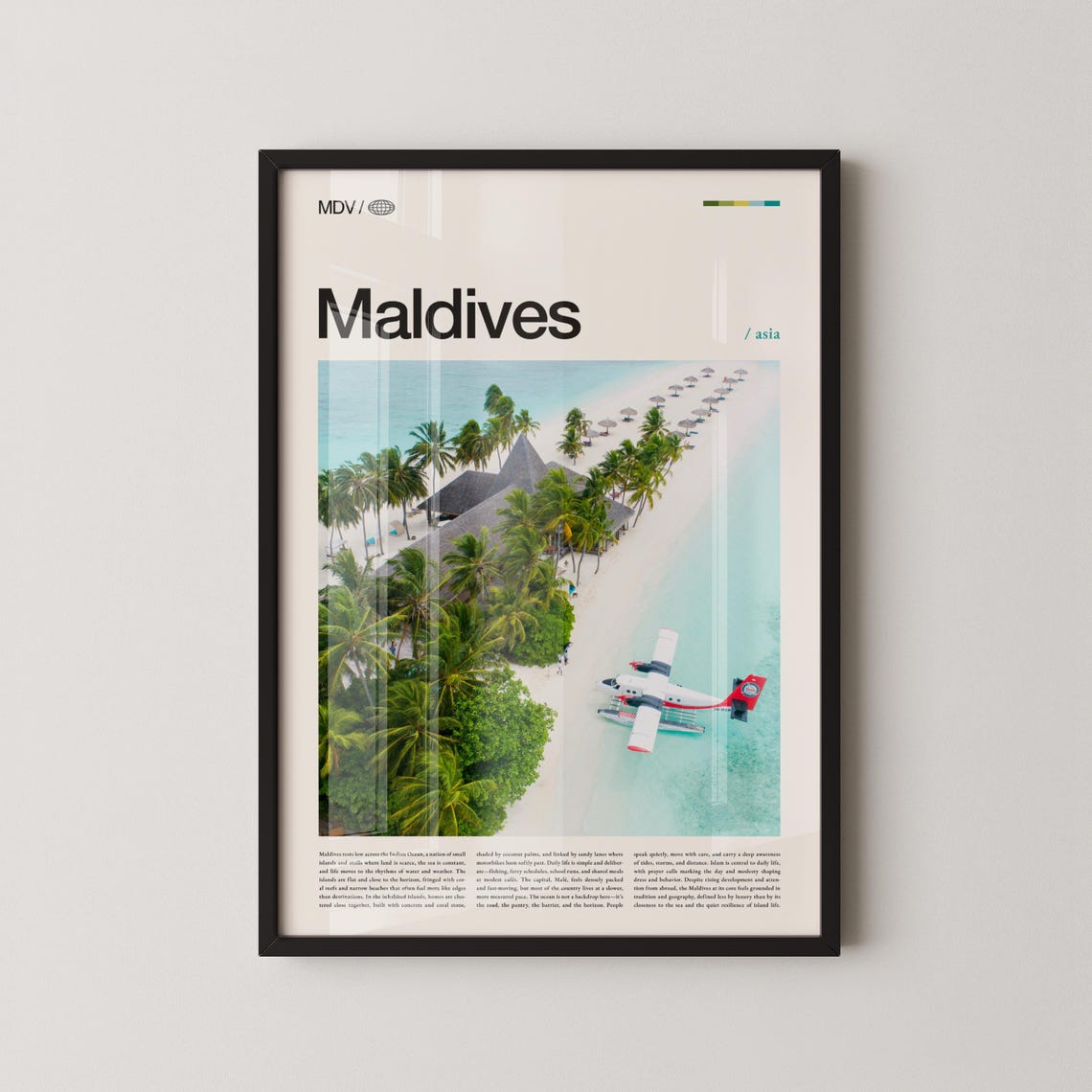 Maldives Seaplane Over Palm Beach Aerial Tropical Island Poster