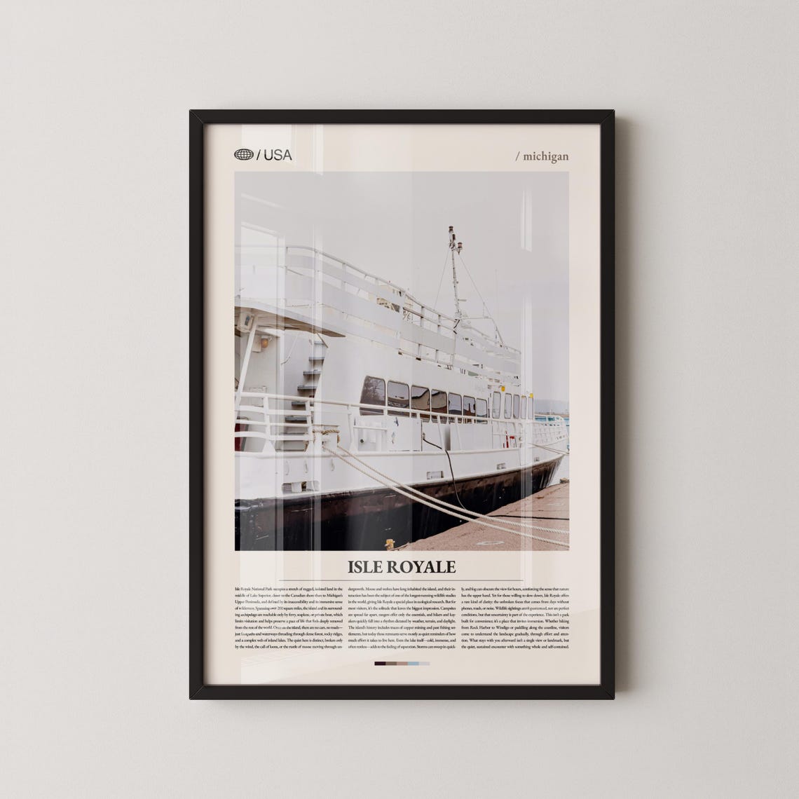 Isle Royale Michigan Ferry Boat on Lake Superior Travel Poster