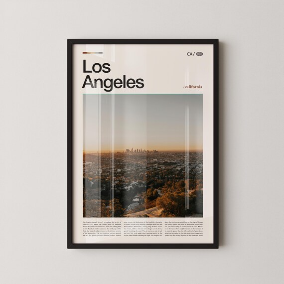 Los Angeles Skyline Golden Hour Panorama Hillside City Poster