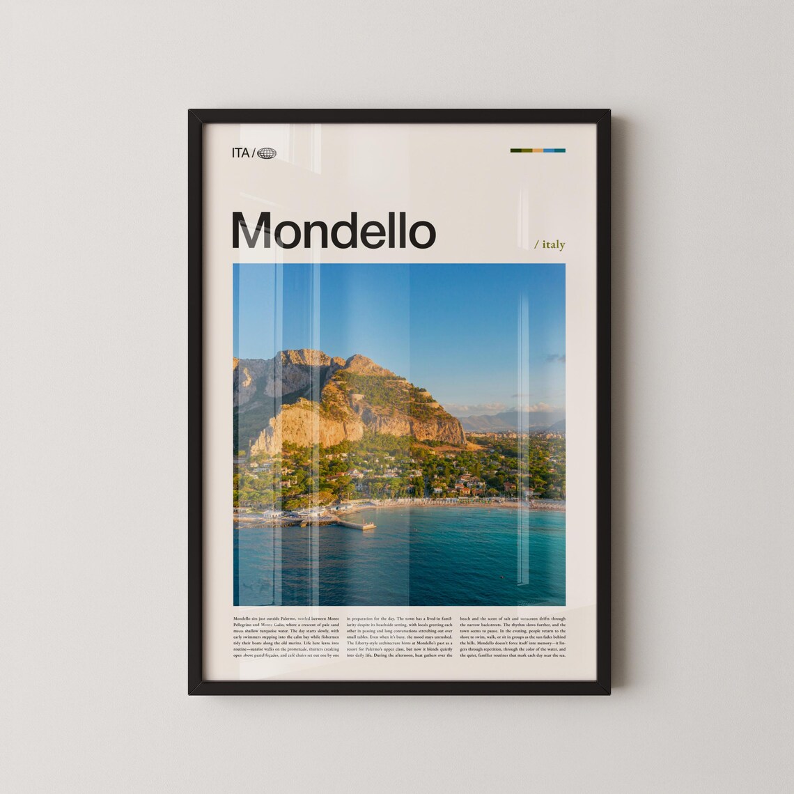Mondello Sicily Italy Coastal Mountain Bay Photography Poster