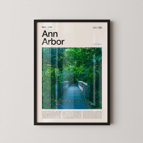 Ann Arbor Michigan Shady Forest Boardwalk Nature Trail Poster