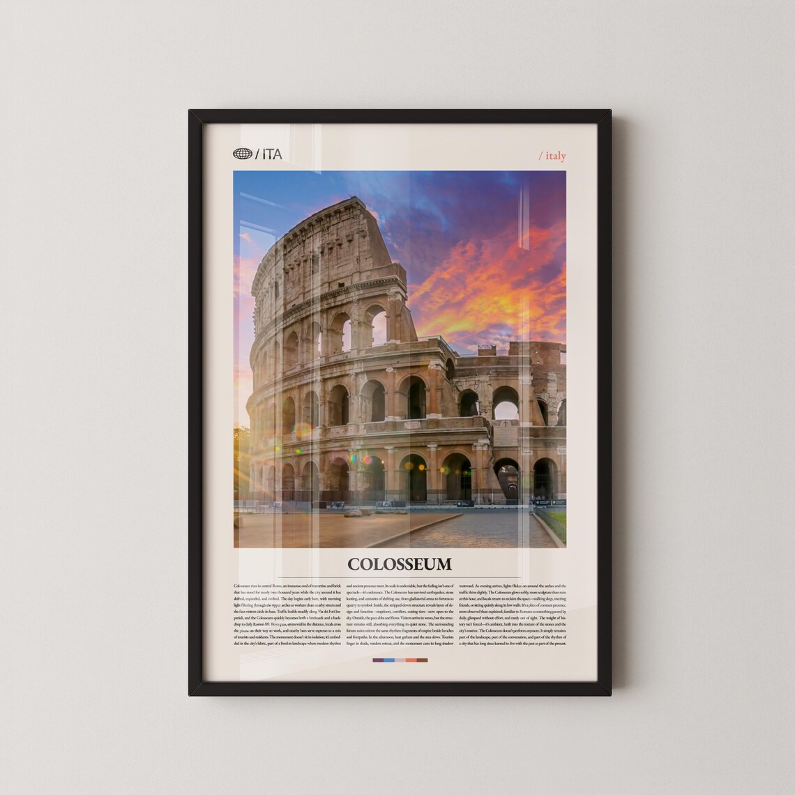 Rome Colosseum at Sunset Italy Travel Photography Art Poster