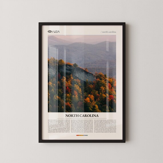 North Carolina Blue Ridge Fall Foliage Mountain Travel Poster