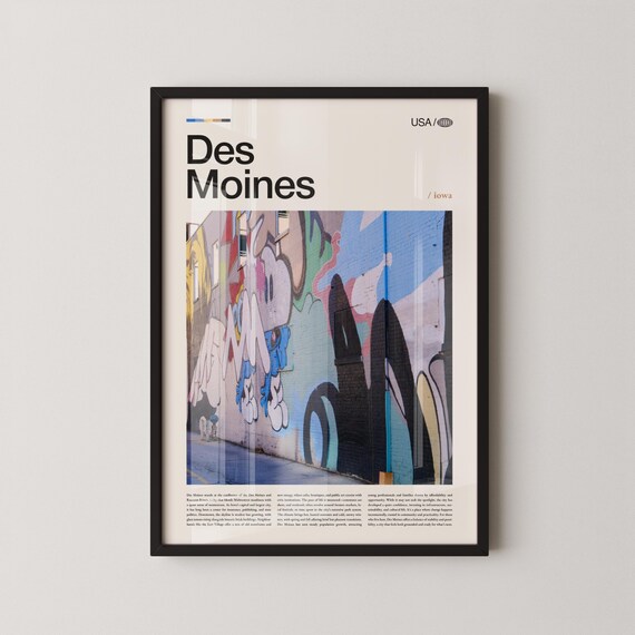 Des Moines Iowa Colorful Street Art Mural Alley Photo Poster