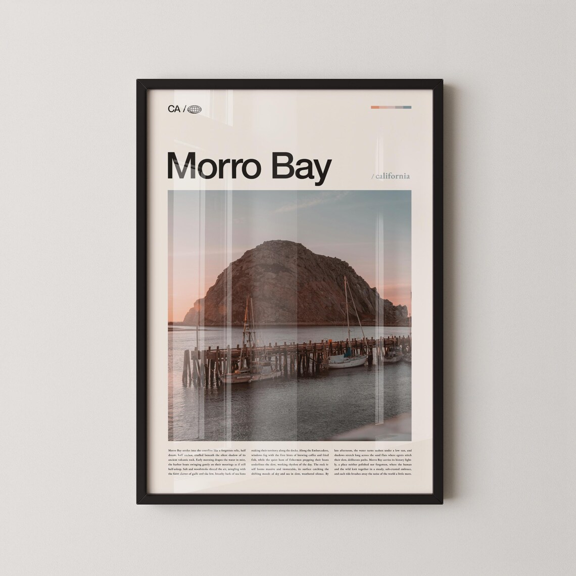 Morro Bay Harbor Pier Sunset Sailboats California Travel Poster
