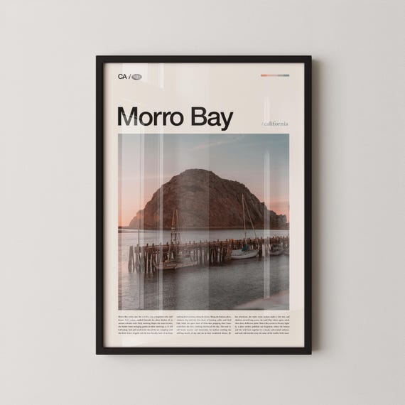 Morro Bay Print Wall Art Poster Photo Rock State Park Embarcadero Montaa De