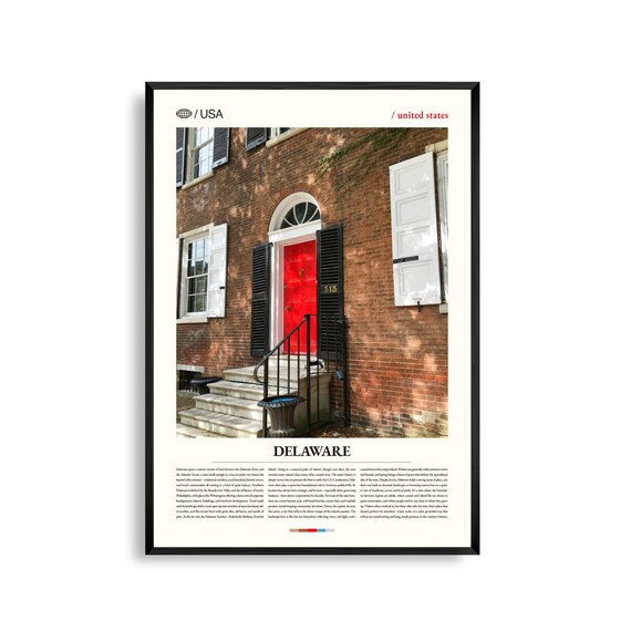 Delaware Colonial Brick Townhouse Red Door Heritage USA Poster