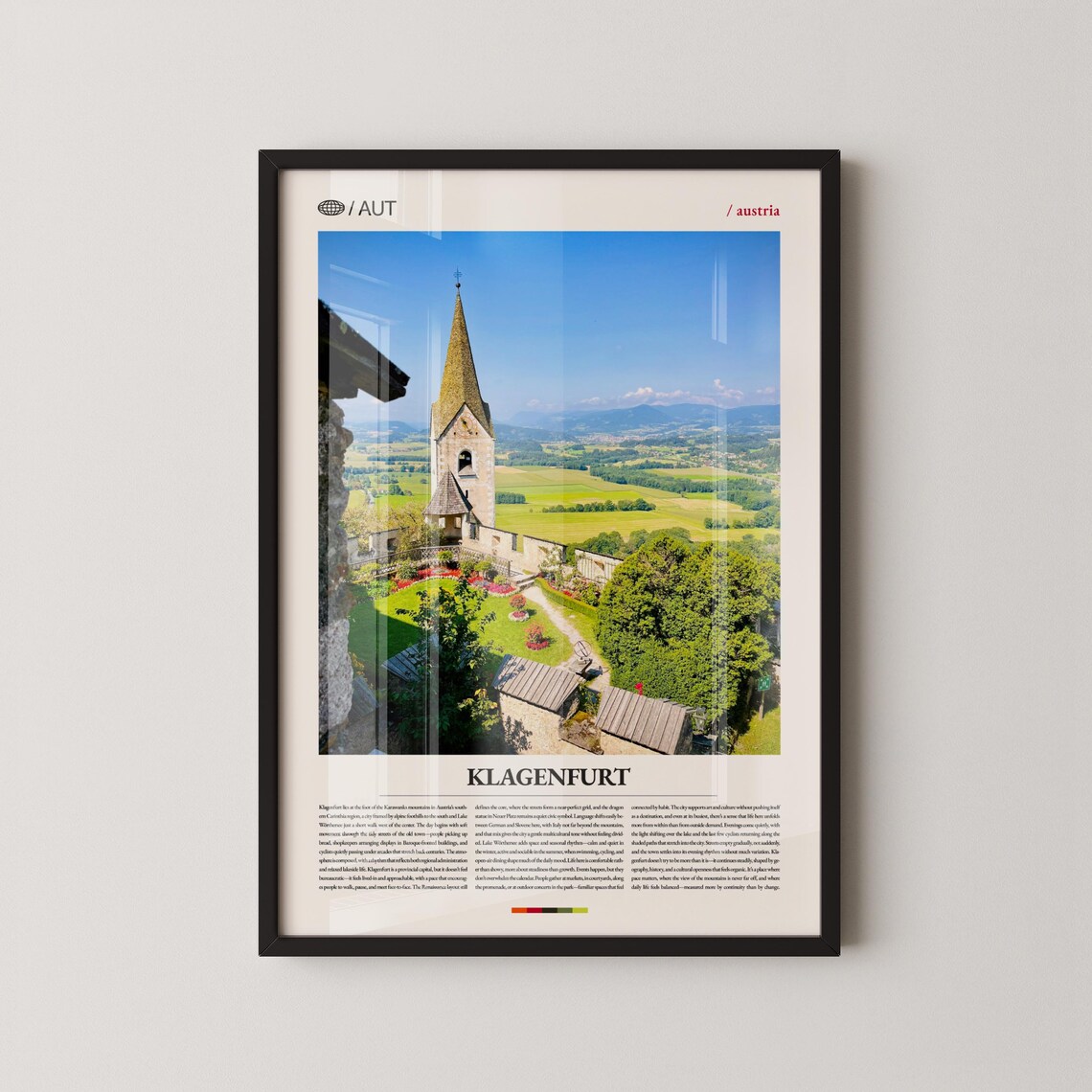 Klagenfurt Austria Wall Art Historic Cityscape And Wrthersee Sunset Print Poster Scenic European Photography Urban Decor