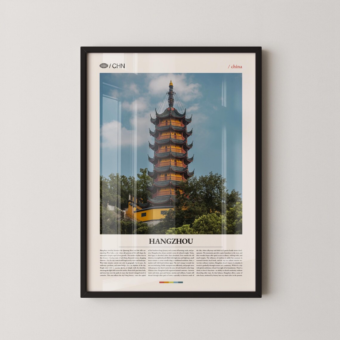 Hangzhou China Leifeng Pagoda Blue Sky Historic Travel Poster
