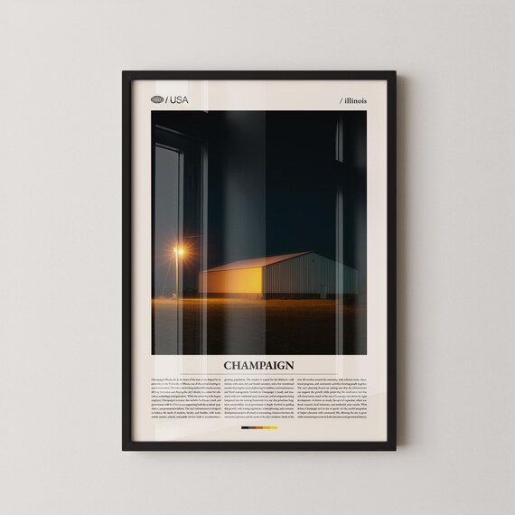 Champaign Illinois Glowing Night Pavilion Modern City Photo Poster