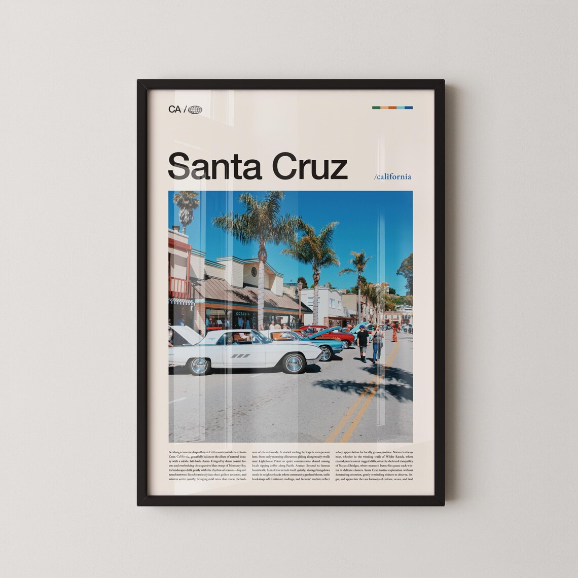 Santa Cruz California Classic Car Street Palm Trees Photo Poster