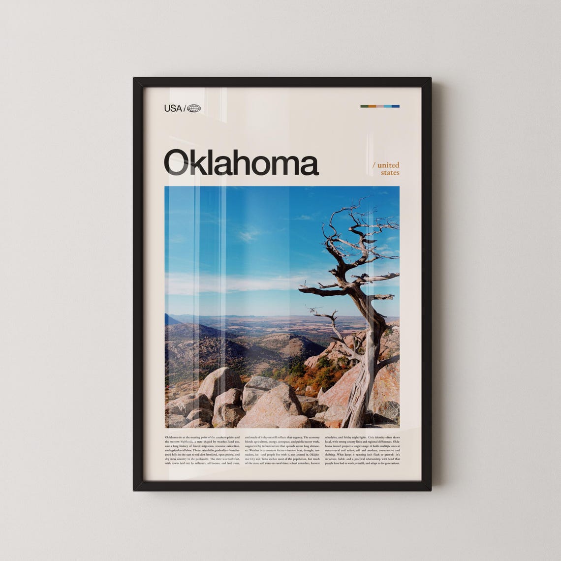 Oklahoma Ancient Gnarled Tree Rocky Overlook Vista Travel Poster