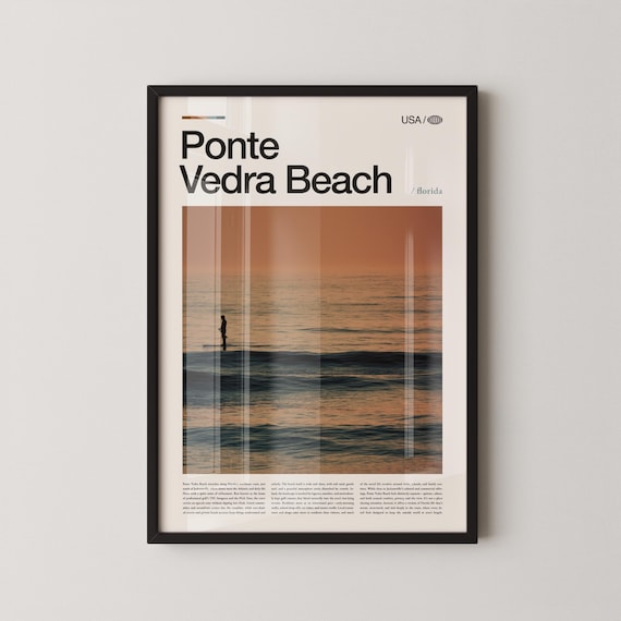 Ponte Vedra Beach Florida Paddleboarder Sunset Editorial Photo Coastal Print